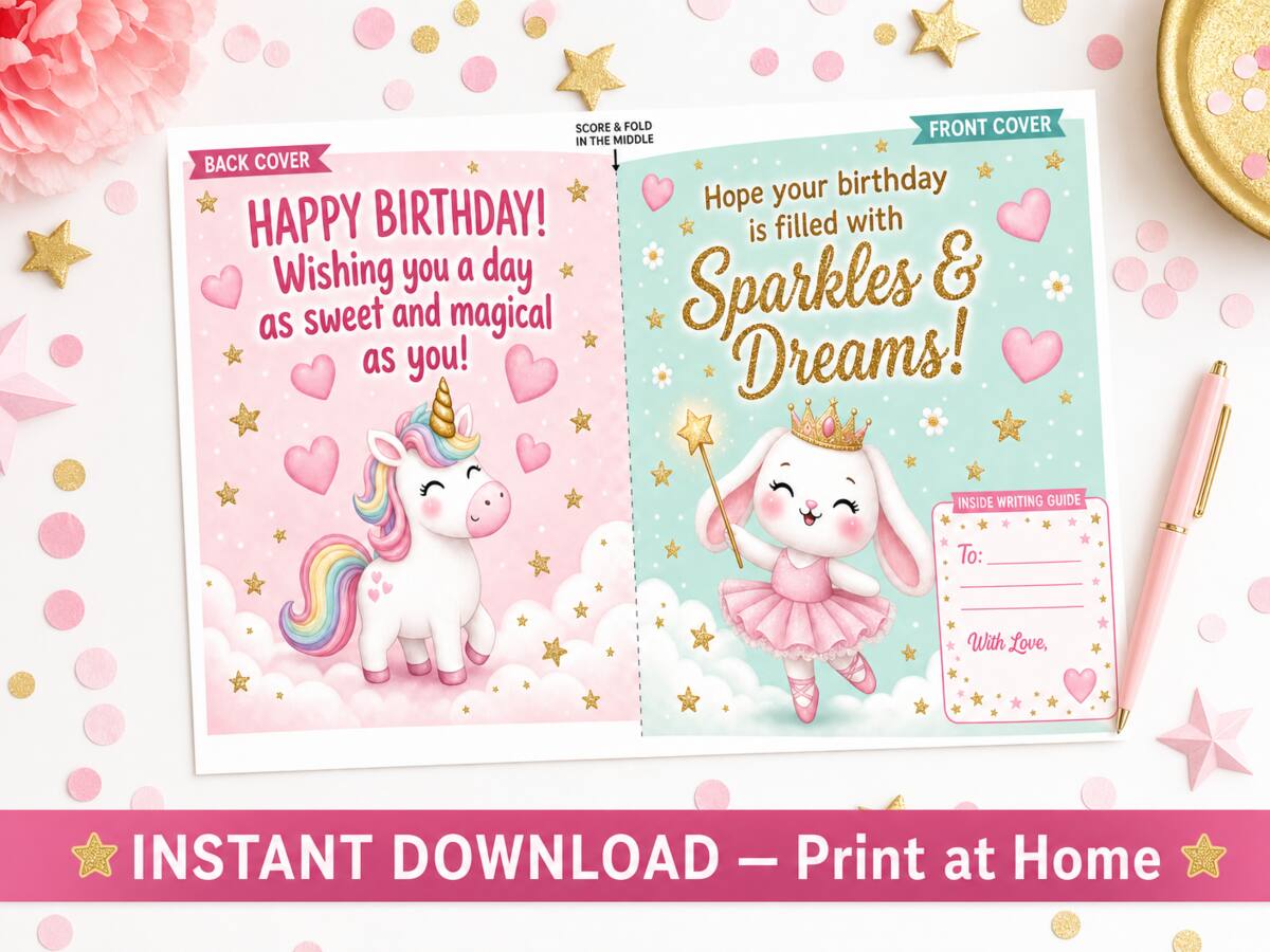 Girls Birthday — Unicorn & Bunny